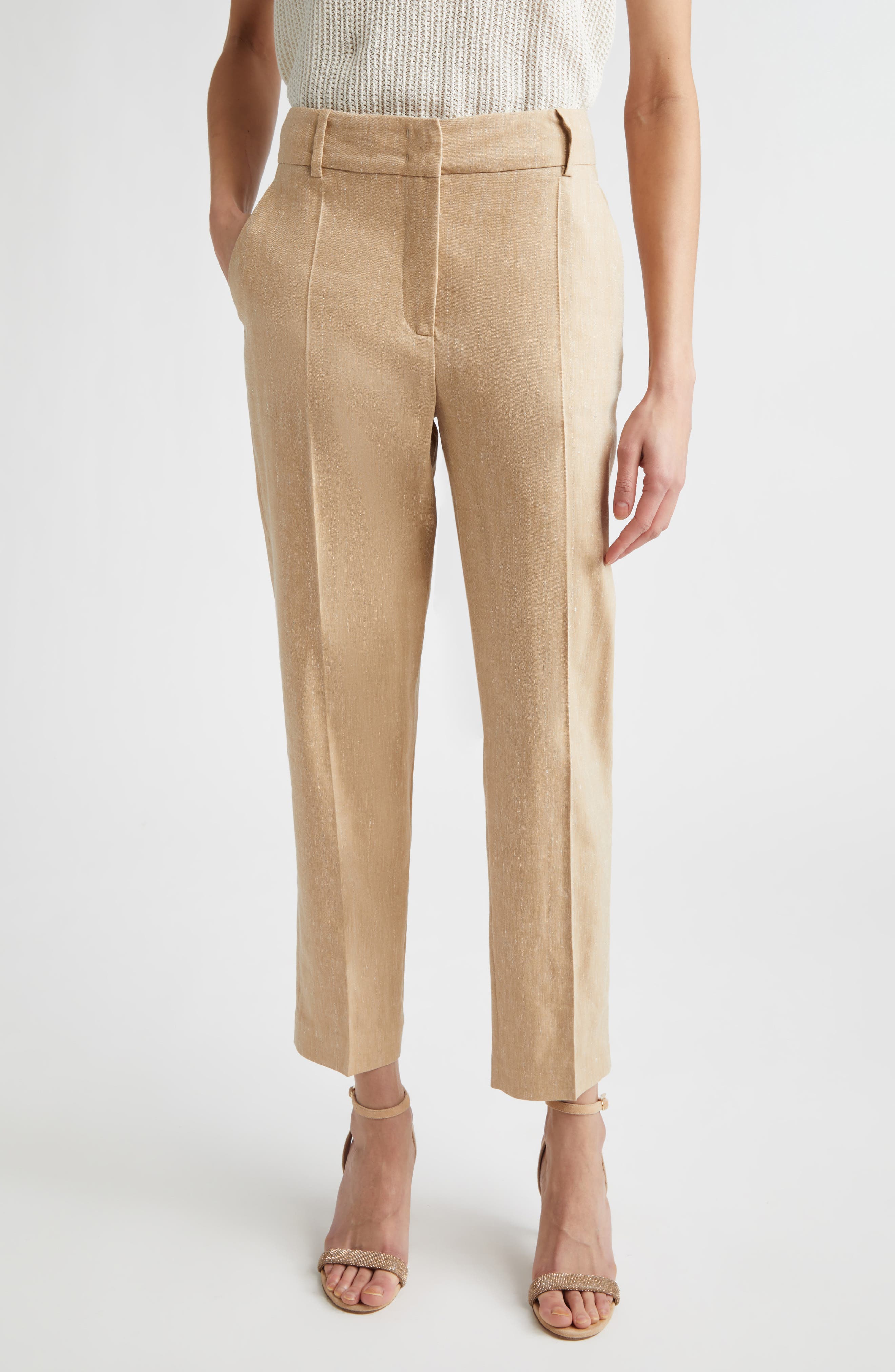 Drago Linen & Wool Slub Twill Ankle Pants