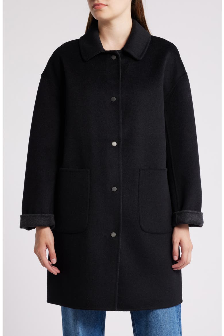 Reversible Wool Blend Barn Jacket, Main, color, BLACK CHARCOAL