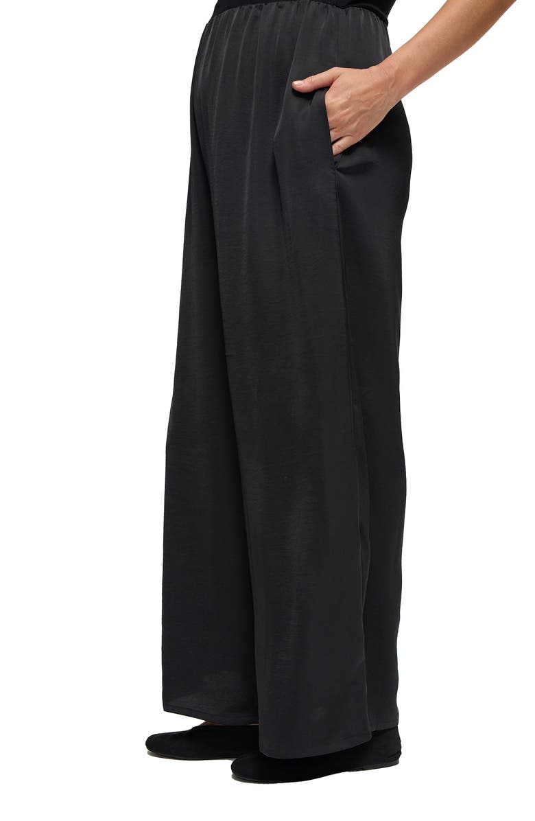 Ingrid & Isabel Mix Media Maternity Jumpsuit, Alternate, color, Black