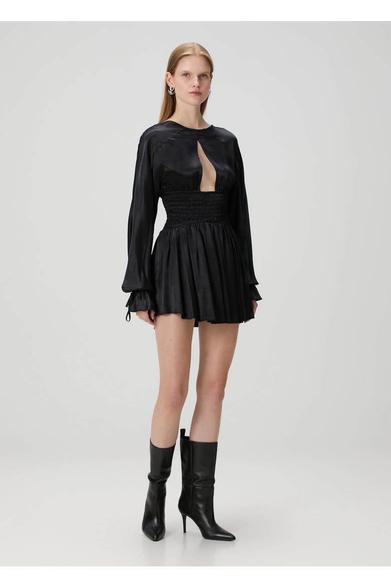 Long Sleeve Mini Dress, Alternate, color, BLACK