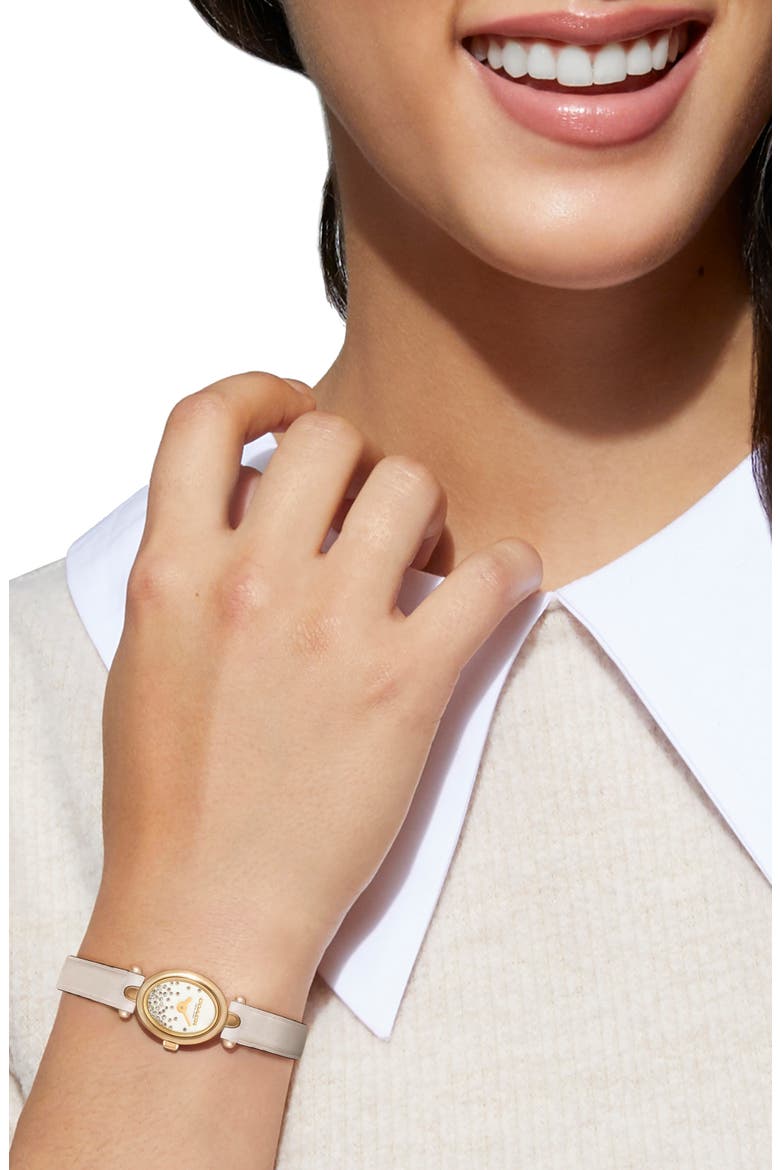 Sammy Leather Strap Watch, 28mm, Alternate, color, WHITE