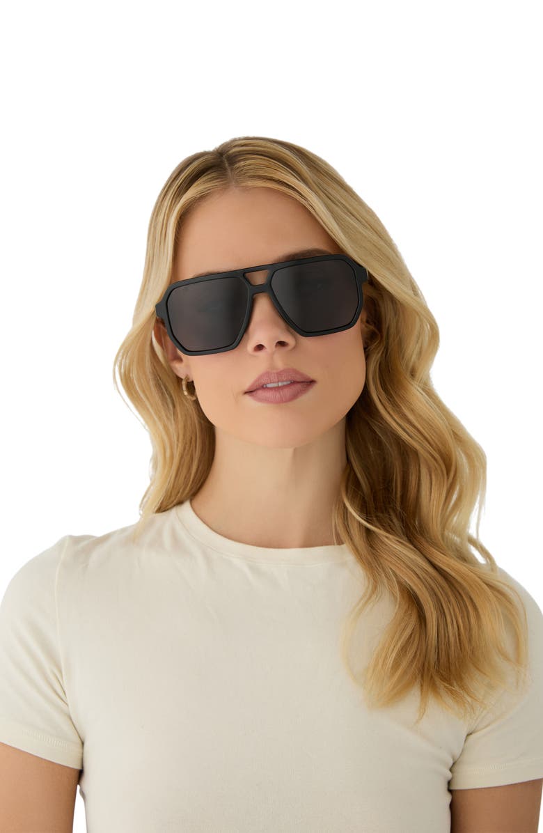 DIFF Cameron 57mm Polarized Navigator Sunglasses, Alternate, color, Black / Grey