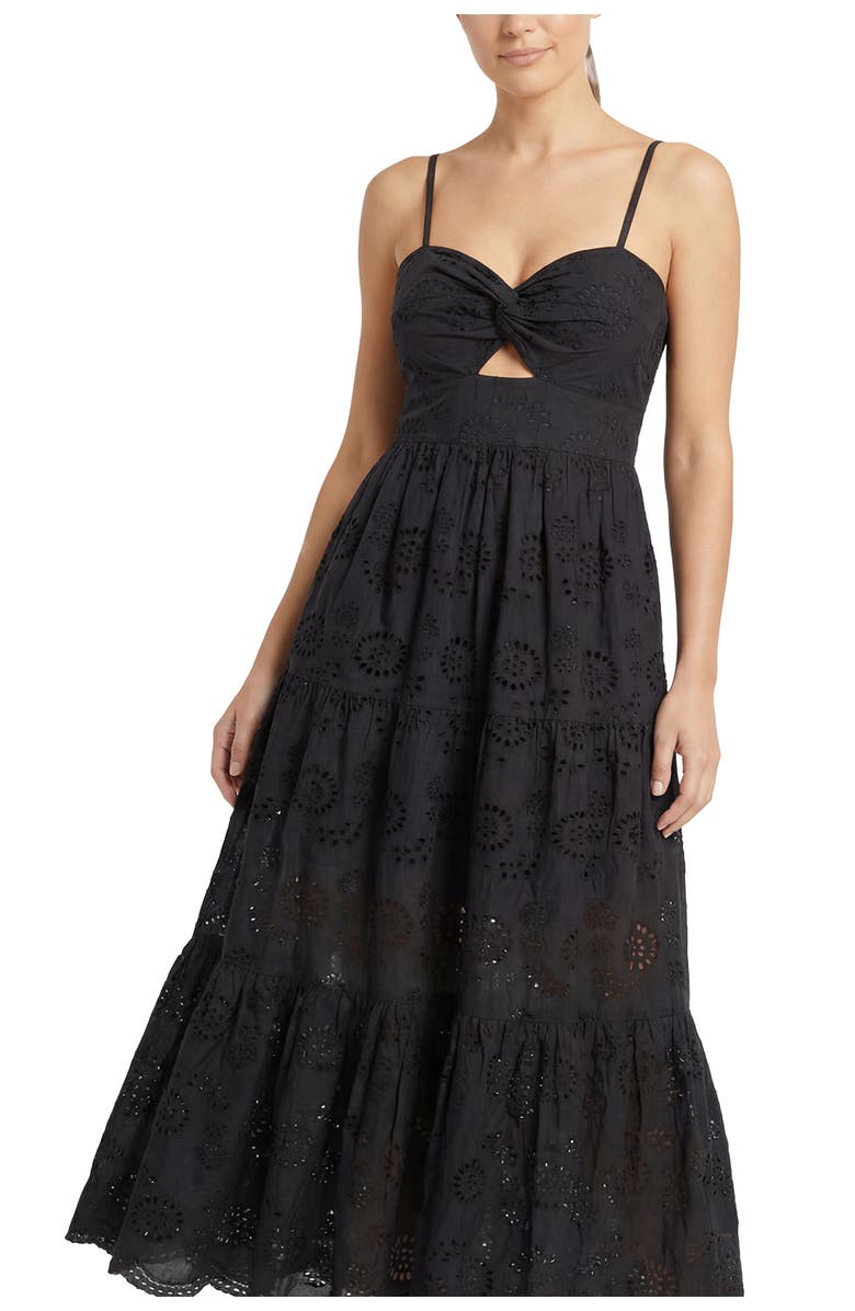 Change of Scenery Jillian Embroidered Eyelet Tiered Maxi Dress, Alternate, color, Black