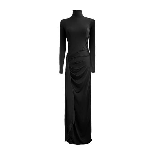 Ats Evangeline Turtleneck Maxi Dress In Black