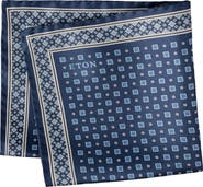 Eton Geometric Print Silk Twill Pocket Square