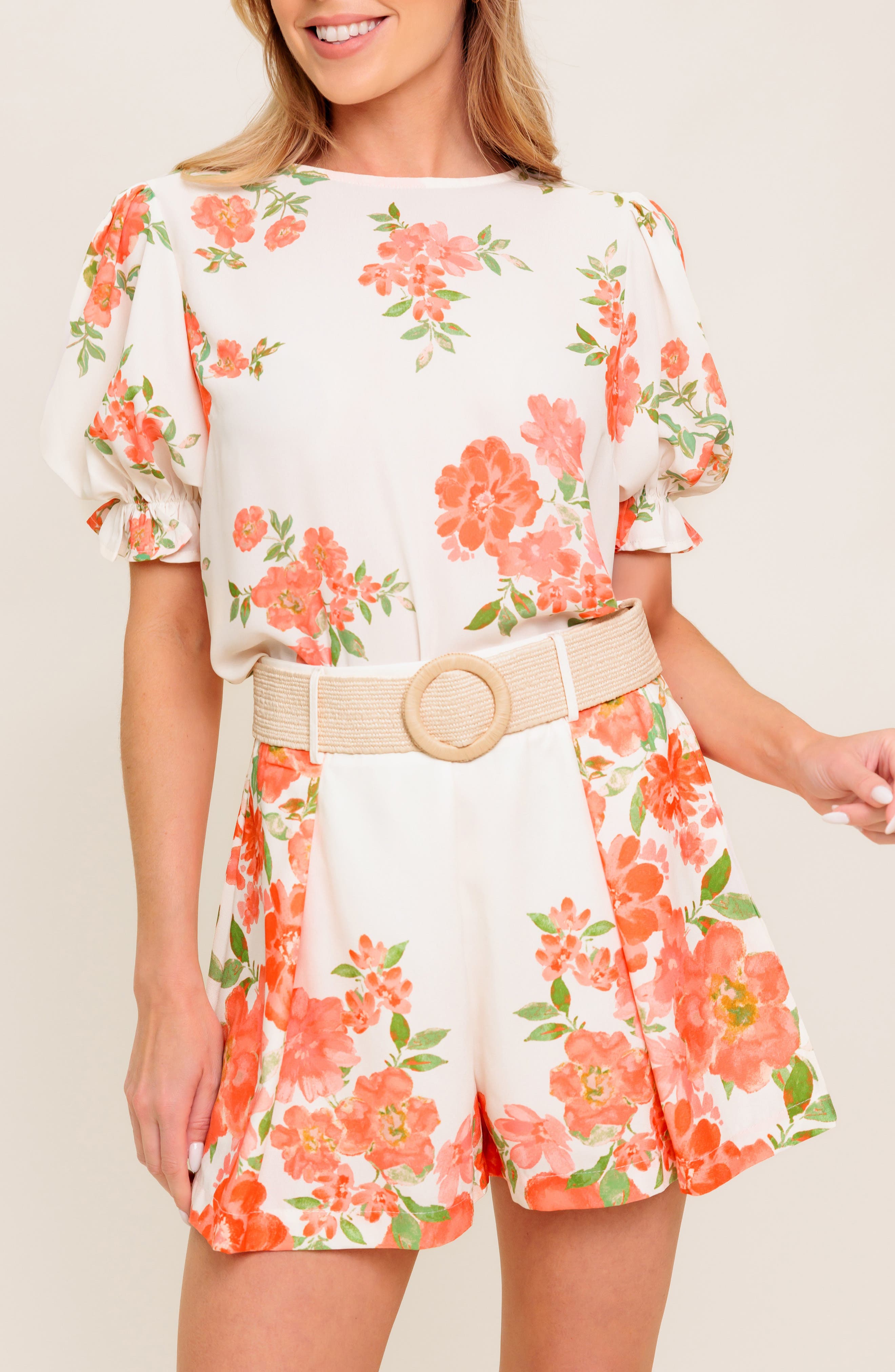 FLYING TOMATO Belted High Waisted Shorts