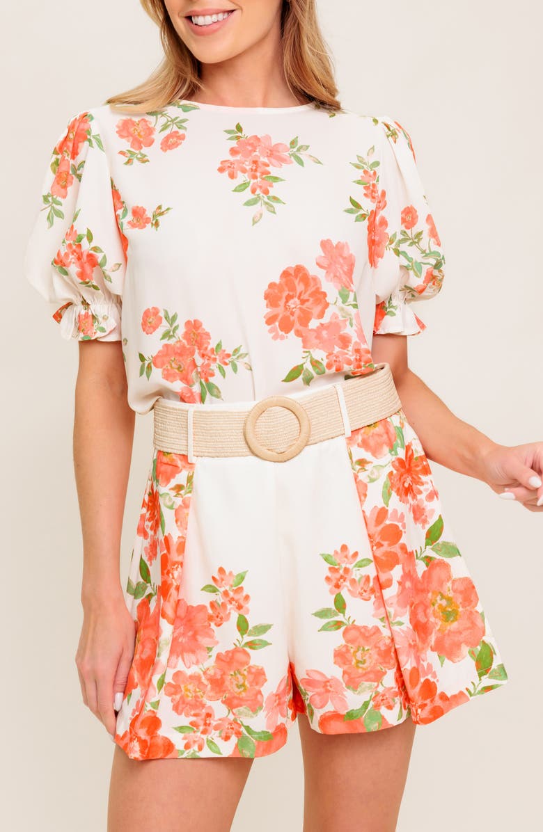 FLYING TOMATO Belted High Waisted Shorts, Main, color, Ivory