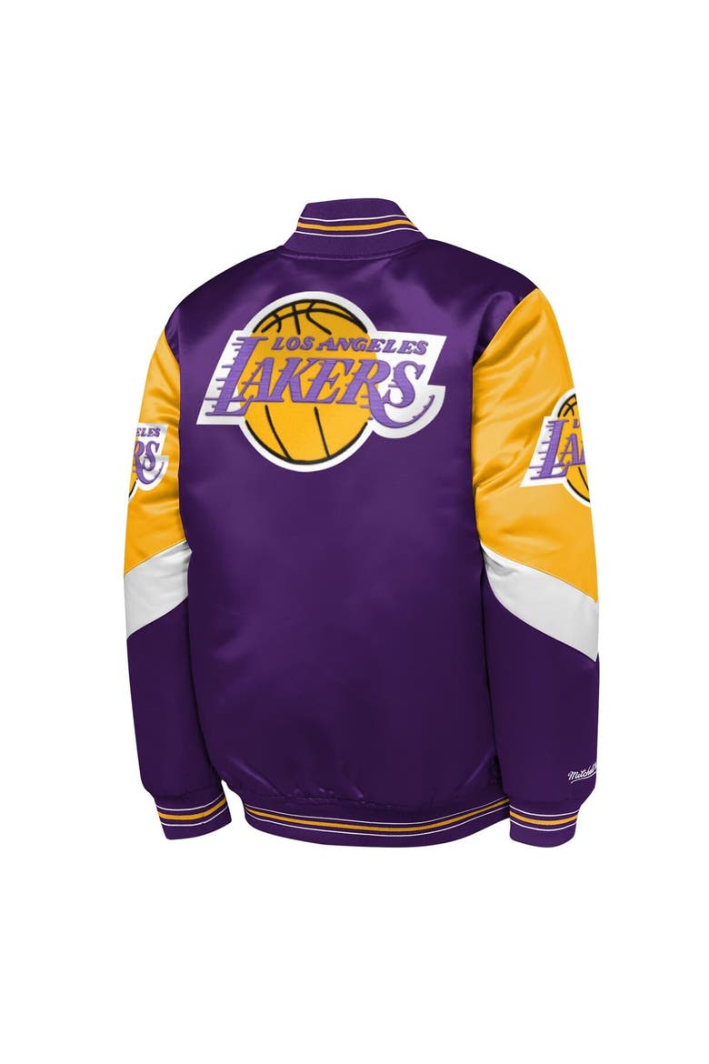 Youth Mitchell & Ness  Purple Los Angeles Lakers Throw It Back Heavyweight Full-Zip Satin Jacket, Alternate, color, Purple