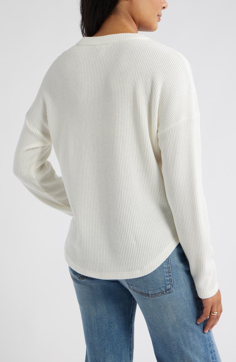 Caslon<sup>®</sup> Long Sleeve Waffle Knit T-Shirt, Alternate, color, Ivory Pristine