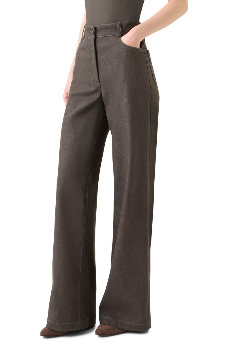 Akris punto Cooper Wide Leg Jeans, Alternate, color, Bark Denim