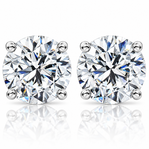 2 - 6 Ct TW Round Diamond Studs in 14k Gold Lab Grown Earrings