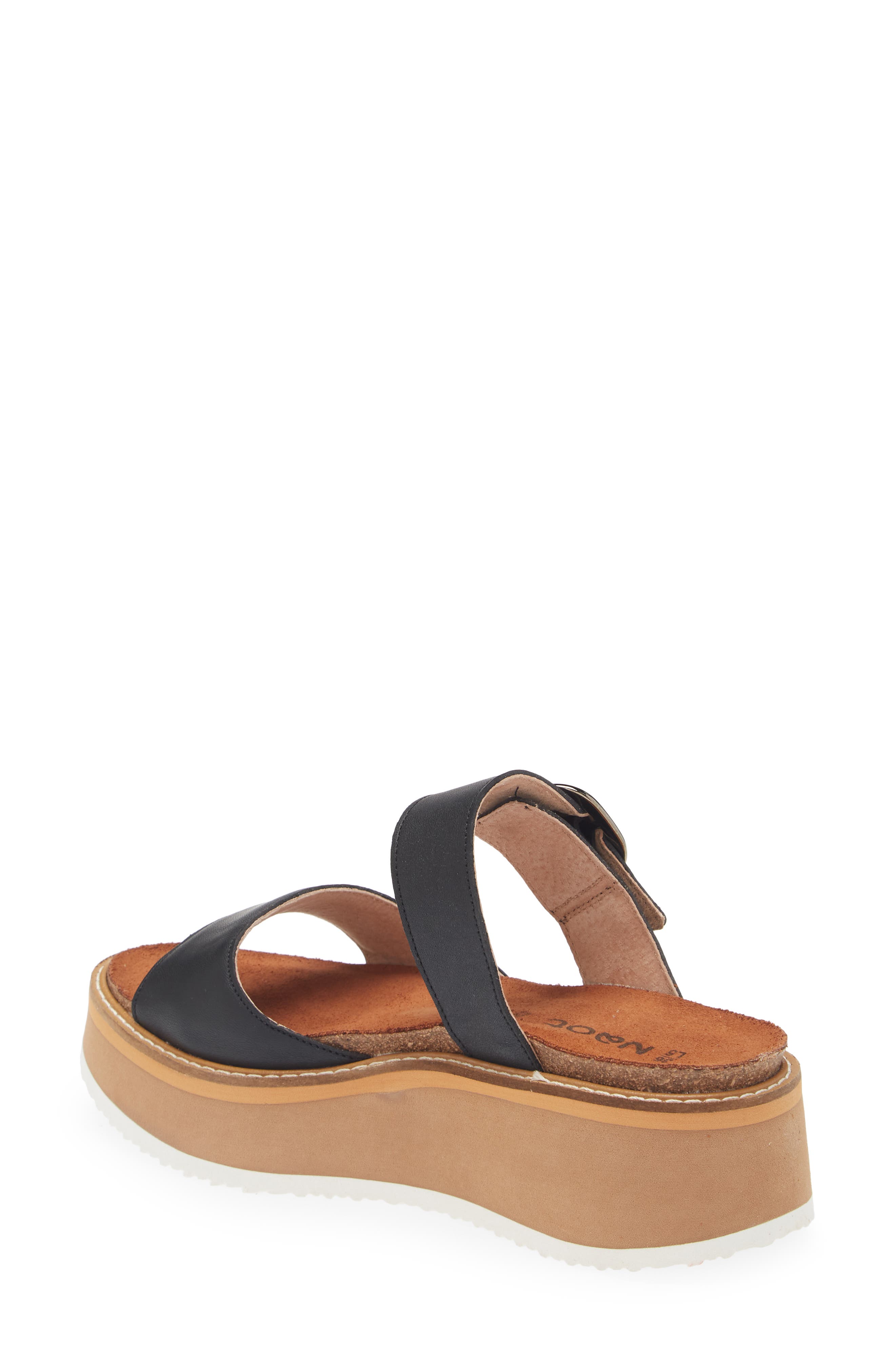Naot Halvah Platform Wedge Sandal, Alternate, color, Soft Black Leather