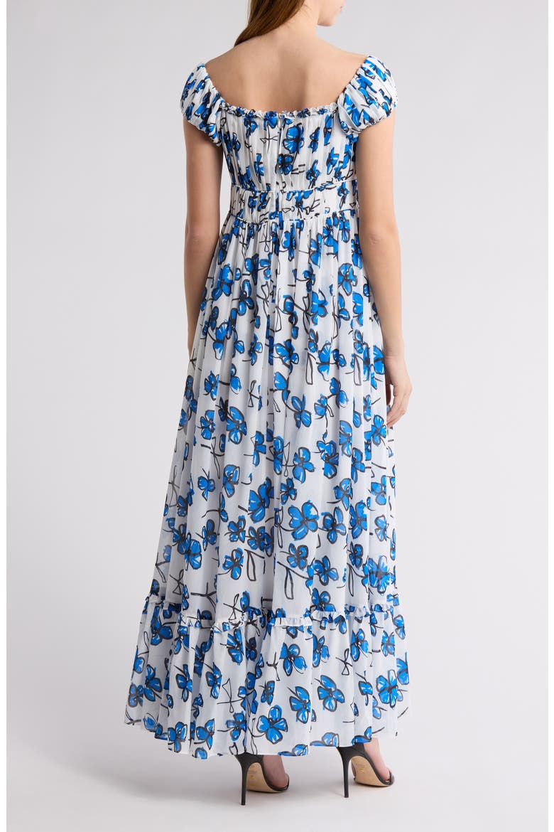 Floral Cap Sleeve Maxi Dress, Alternate, color, BLUE FLORAL