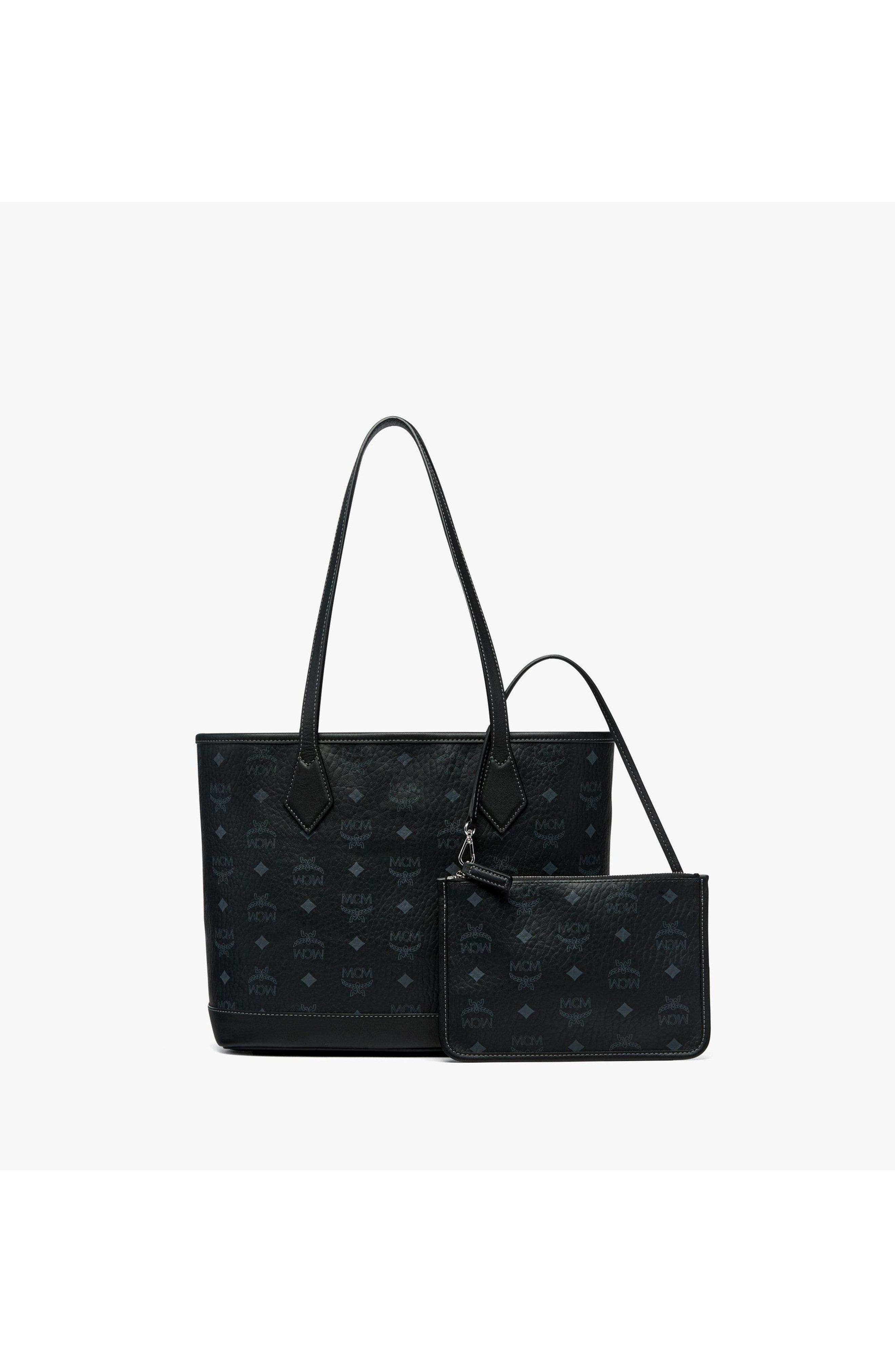 MCM New Small Liz Shopper in Visetos, Alternate, color, Black
