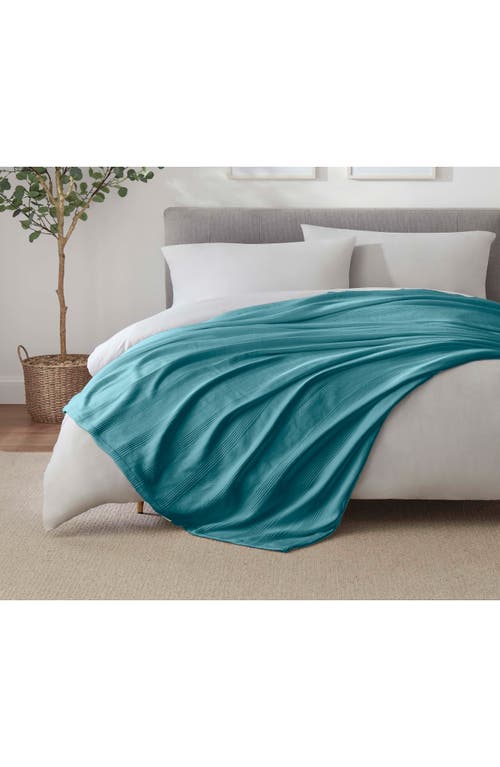 Vellux Textured Cotton Throw Blanket In Green