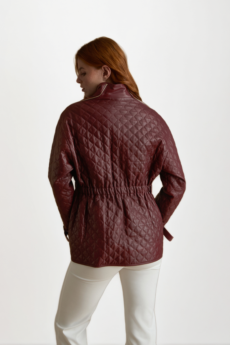Nora Leather Coat, Alternate, color, Burgundy