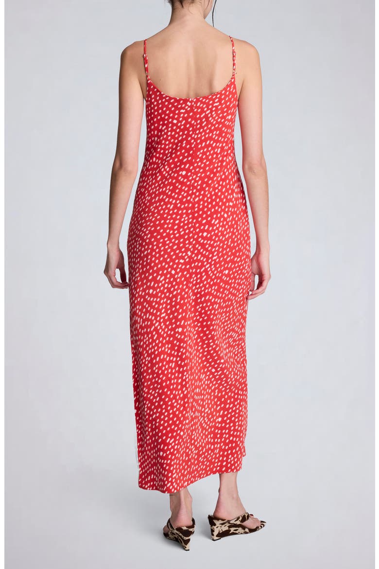 Polka Dot Satin Cowl Neck Slip Dress, Alternate, color, LAVA RED/ OYSTER
