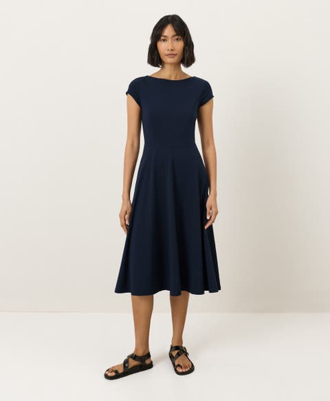 casual navy blue dress Westport  XL This lovely floral print and solid versatile summer dress is lightweight Navy Blue A Line Mid