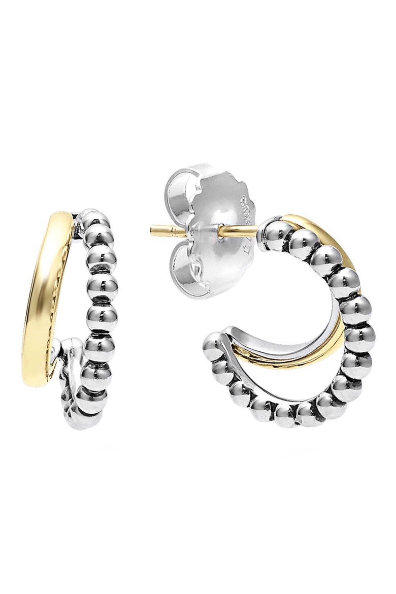Signature Caviar Double Mini Hoop Earrings (Nordstrom Exclusive), Main, color, SILVER GOLD