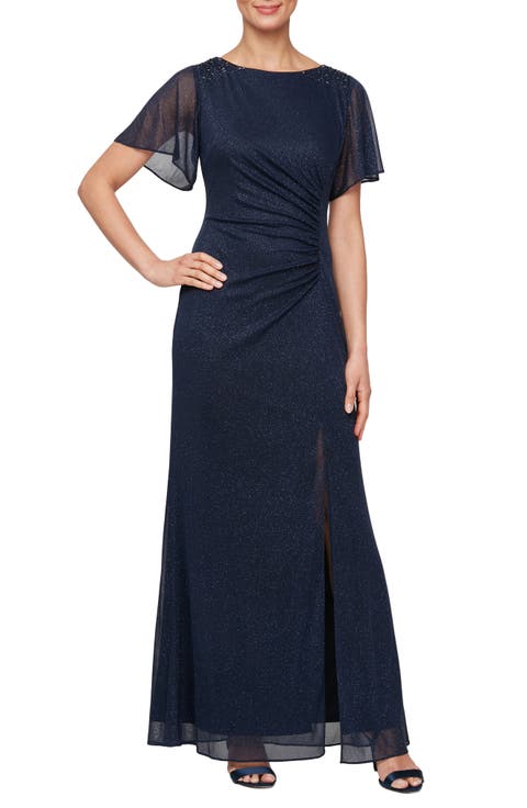 Sparkle Embellished Shoulder Gown (Petite)
