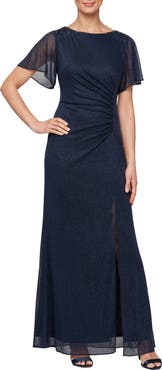 SL FASHIONS Sparkle Embellished Shoulder Gown