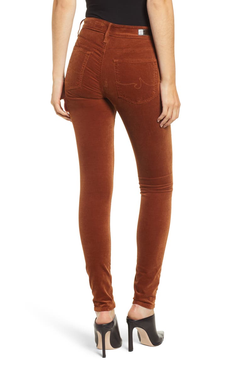 The Farrah High Waist Velvet Jeans, Alternate, color, COGNAC