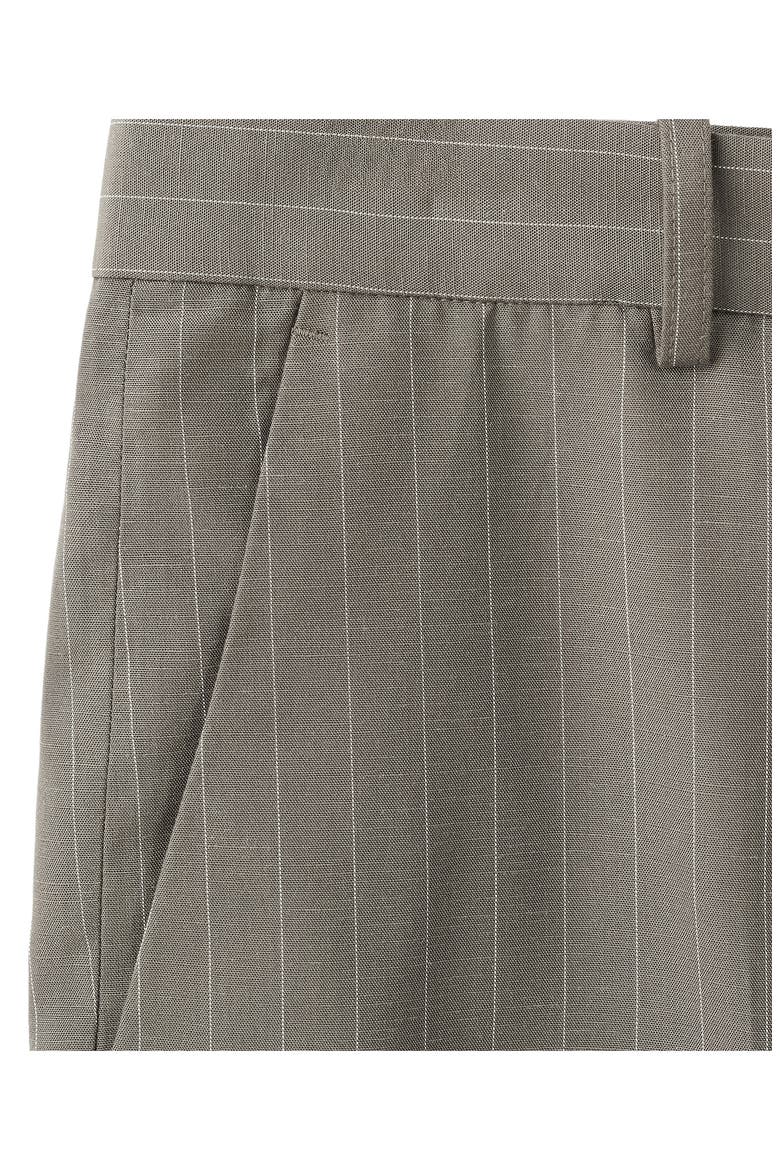 Pinstripe Bermuda Shorts, Alternate, color, MINK GREY
