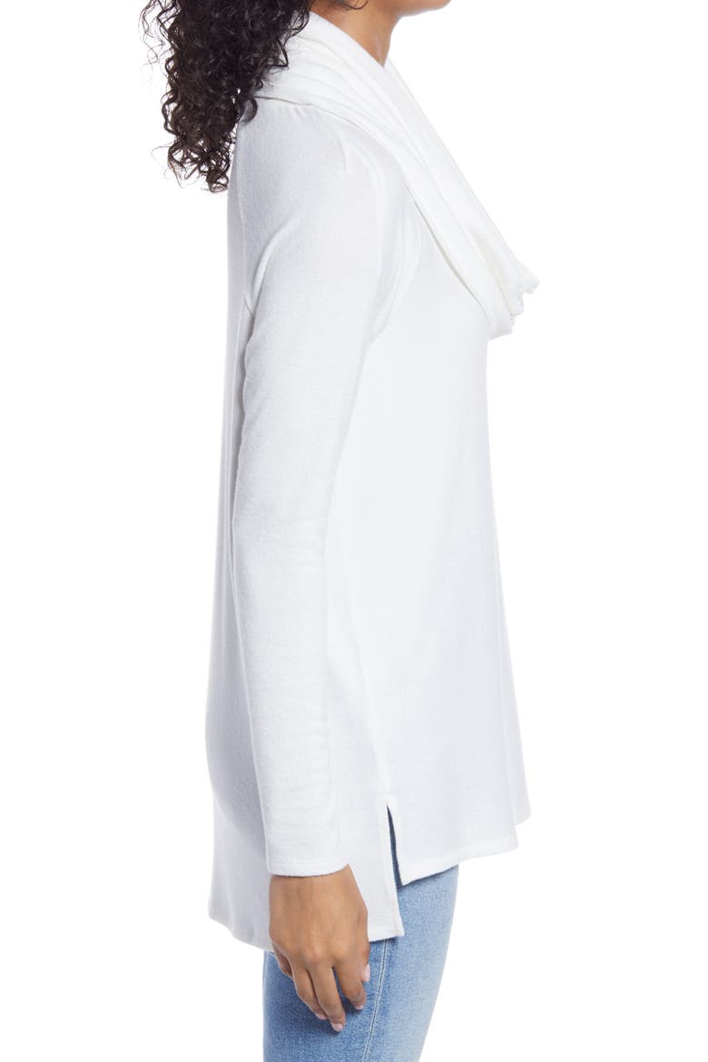 Convertible Neckline Cozy Fleece Tunic, Alternate, color, IVORY