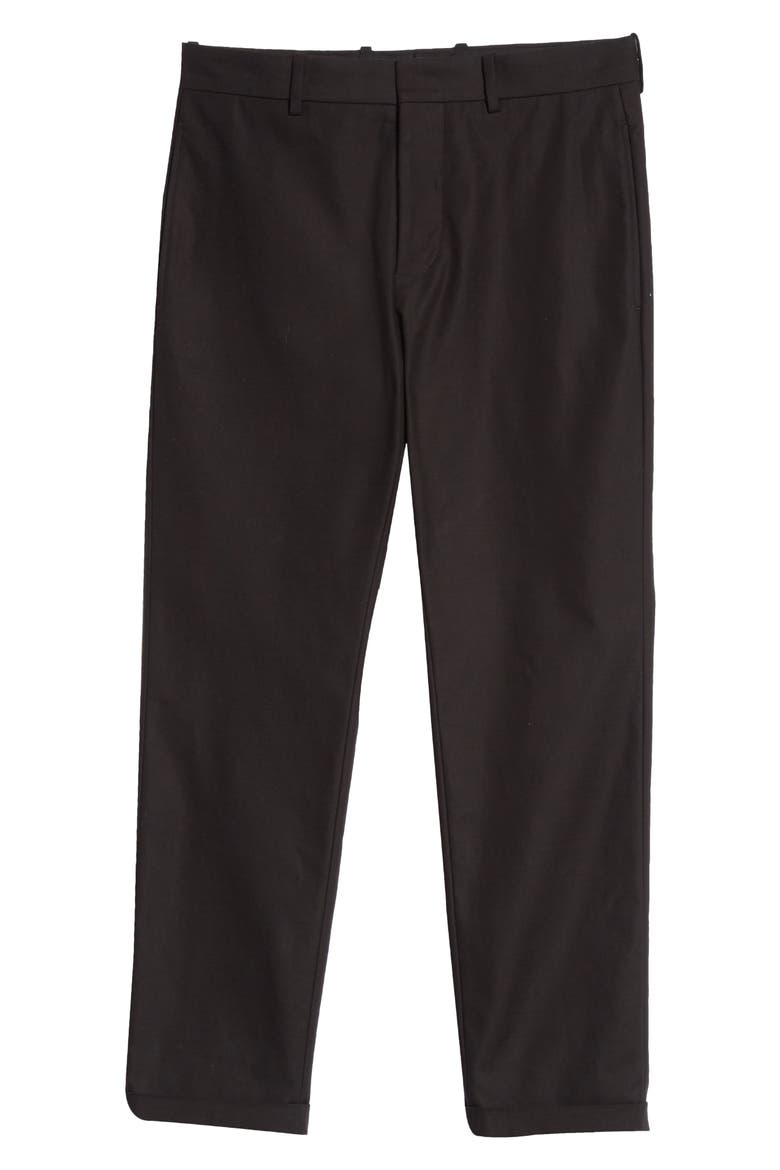 Compact Cotton Twill Crop Trousers, Alternate, color, BLACK