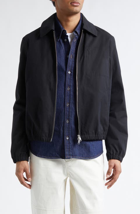 Embossed Logo Cotton Zip Jacket