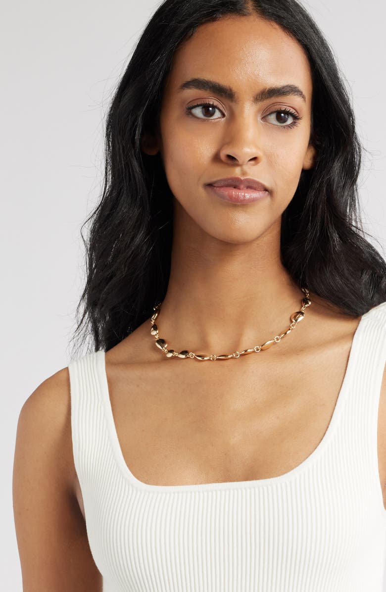 Open Edit Polished Orb Link Collar Necklace, Alternate, color, Gold