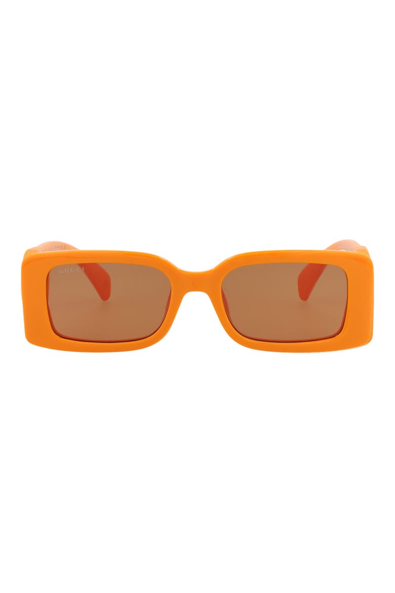 54mm Rectangle Sunglasses, Main, color, ORANGE ORANGE BROWN