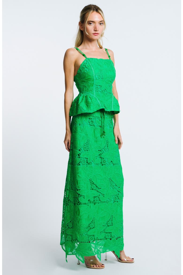 Lori Lace Midi Skirt, Alternate, color, GREEN