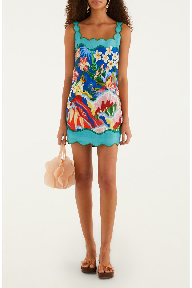 Garden of Life Linen Minidress, Main, color, BLUE