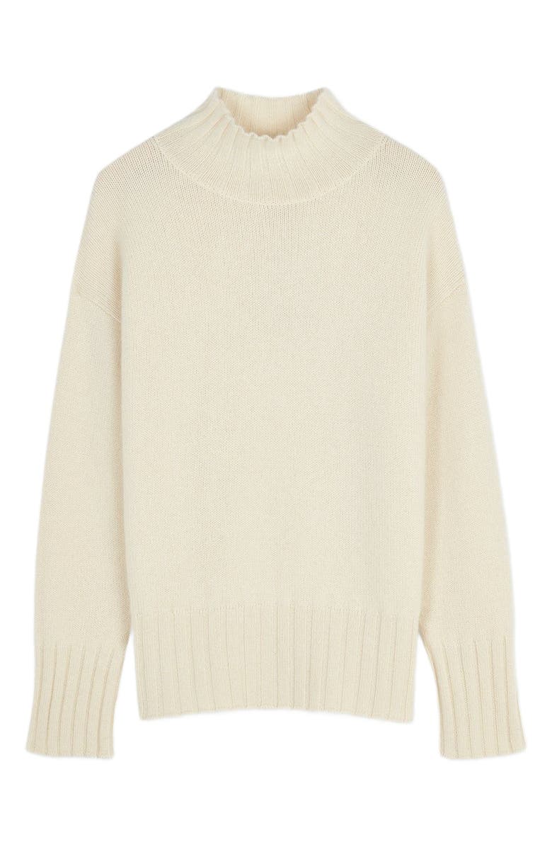 GOBI Mongolian Cashmere Relaxed-Fit Cashmere Turtleneck, Alternate, color, Off White