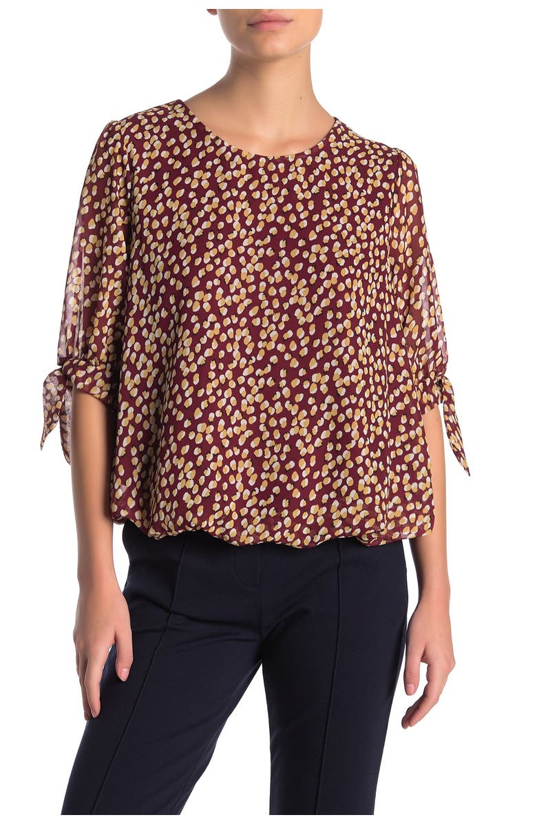 Everleigh 3/4 Tie Sleeve Bubble Hem Blouse, Main, color,