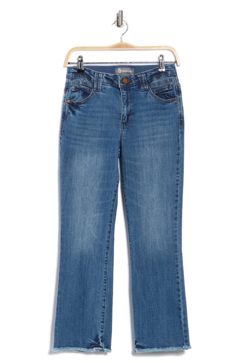 Fray Hem Crop Flare Leg Jeans, Alternate, color, MID BLUE ARTISANAL