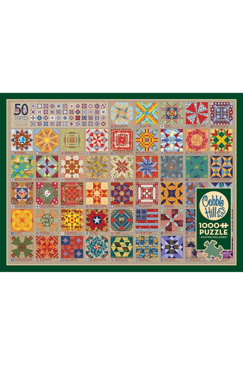 50 States Quilt Blocks 1000 Piece Puzzle, Alternate, color, Multicolored
