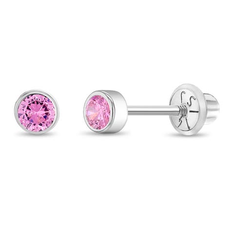 14k Bezel Cubic Zirconia Earrings