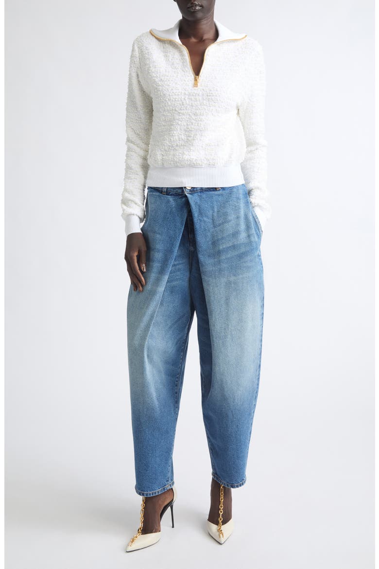 Pleated Barrel Leg Jeans, Alternate, color, 6FF BLUE