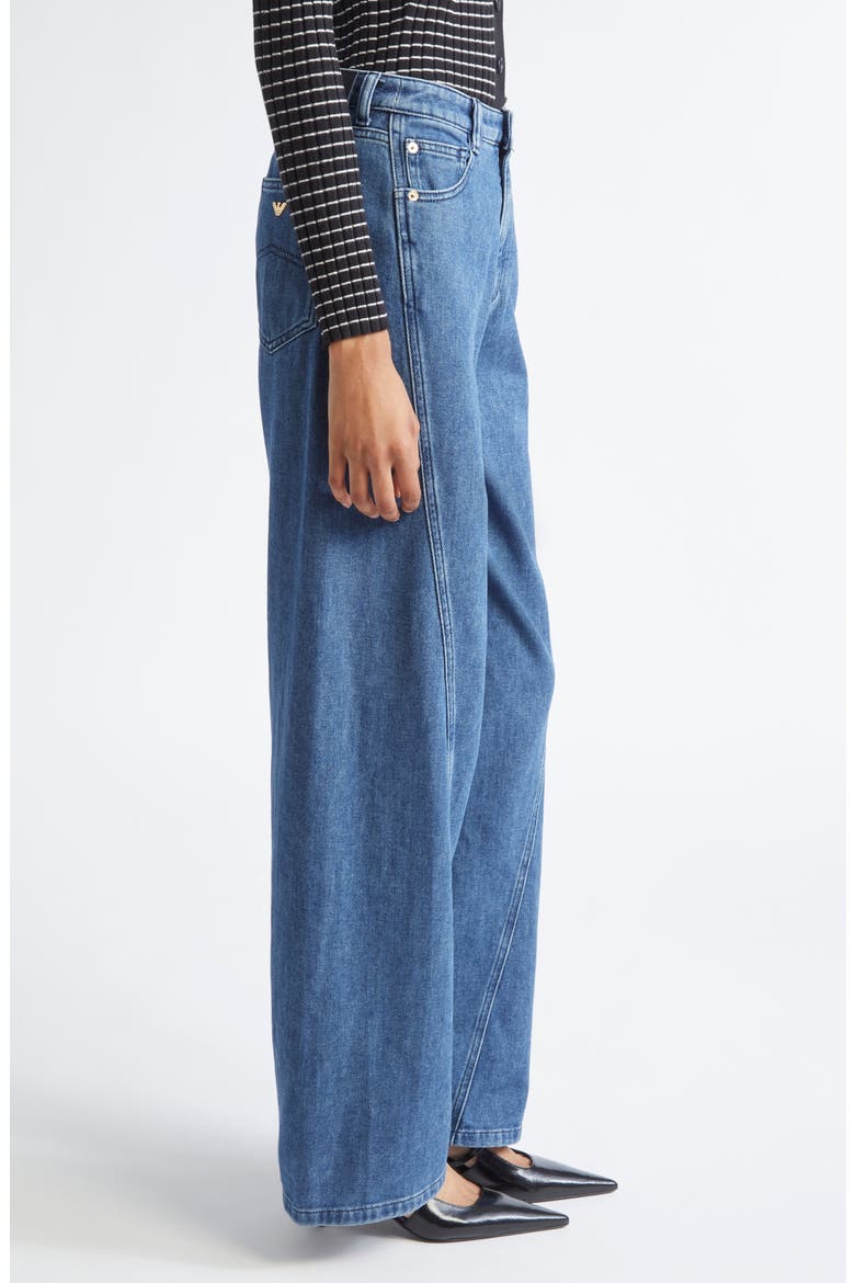 Twist Seam High Waist Barrel Leg Jeans, Alternate, color, SOLID MEDIUM BLUE