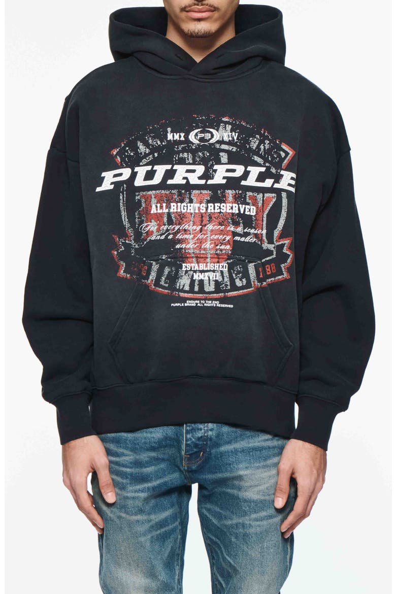 Oversize Fleece Graphic Hoodie, Main, color, BLACK