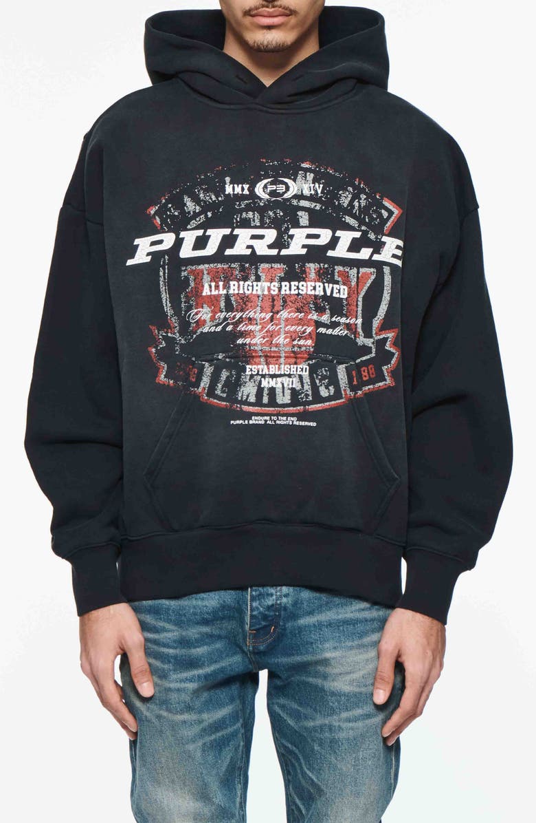 PURPLE BRAND Oversize Fleece Graphic Hoodie, Main, color, 