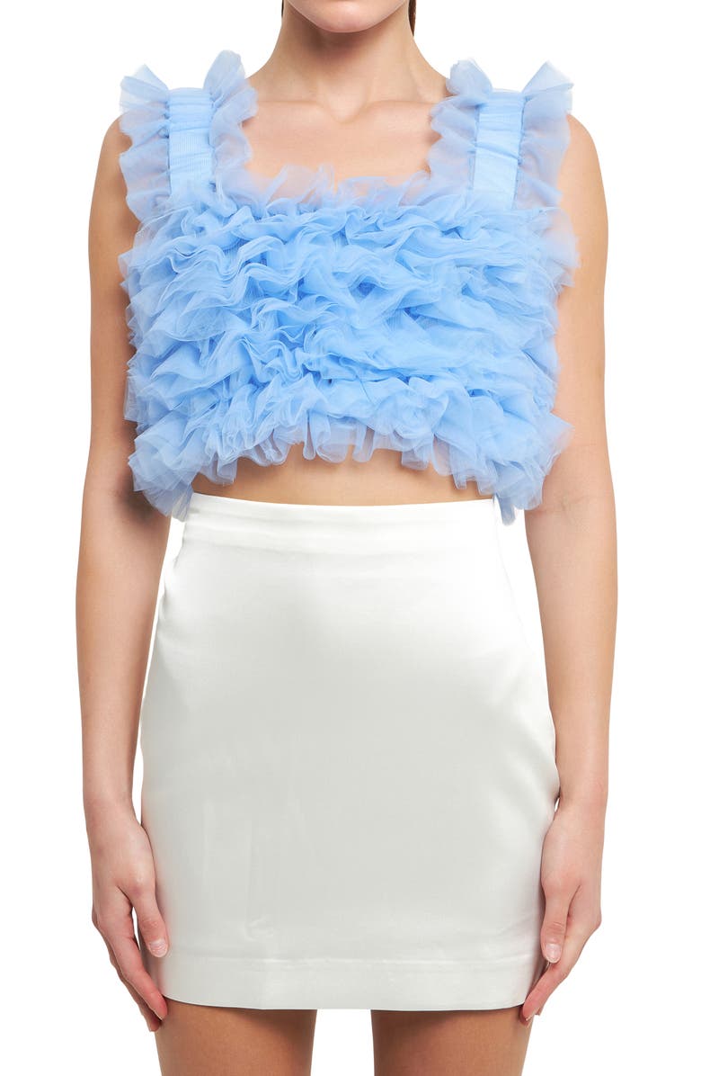 Endless Rose Ruffle Tulle Crop Tank, Alternate, color, Powder Blue