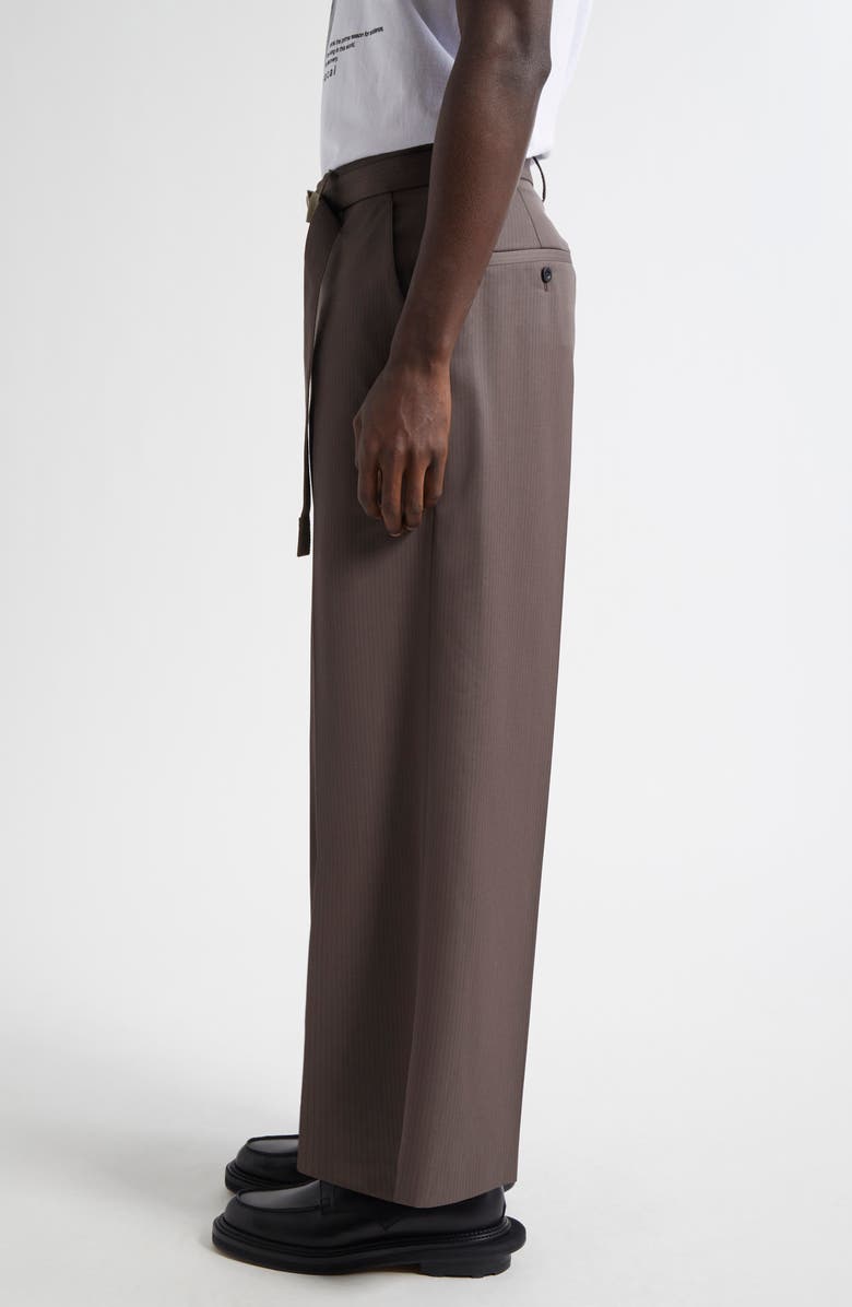 Sacai Belted Wide Leg Wool Pants, Alternate, color, 