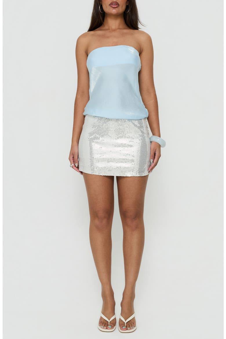 Rosabetta Strapless Tiered Minidress, Main, color, BLUE