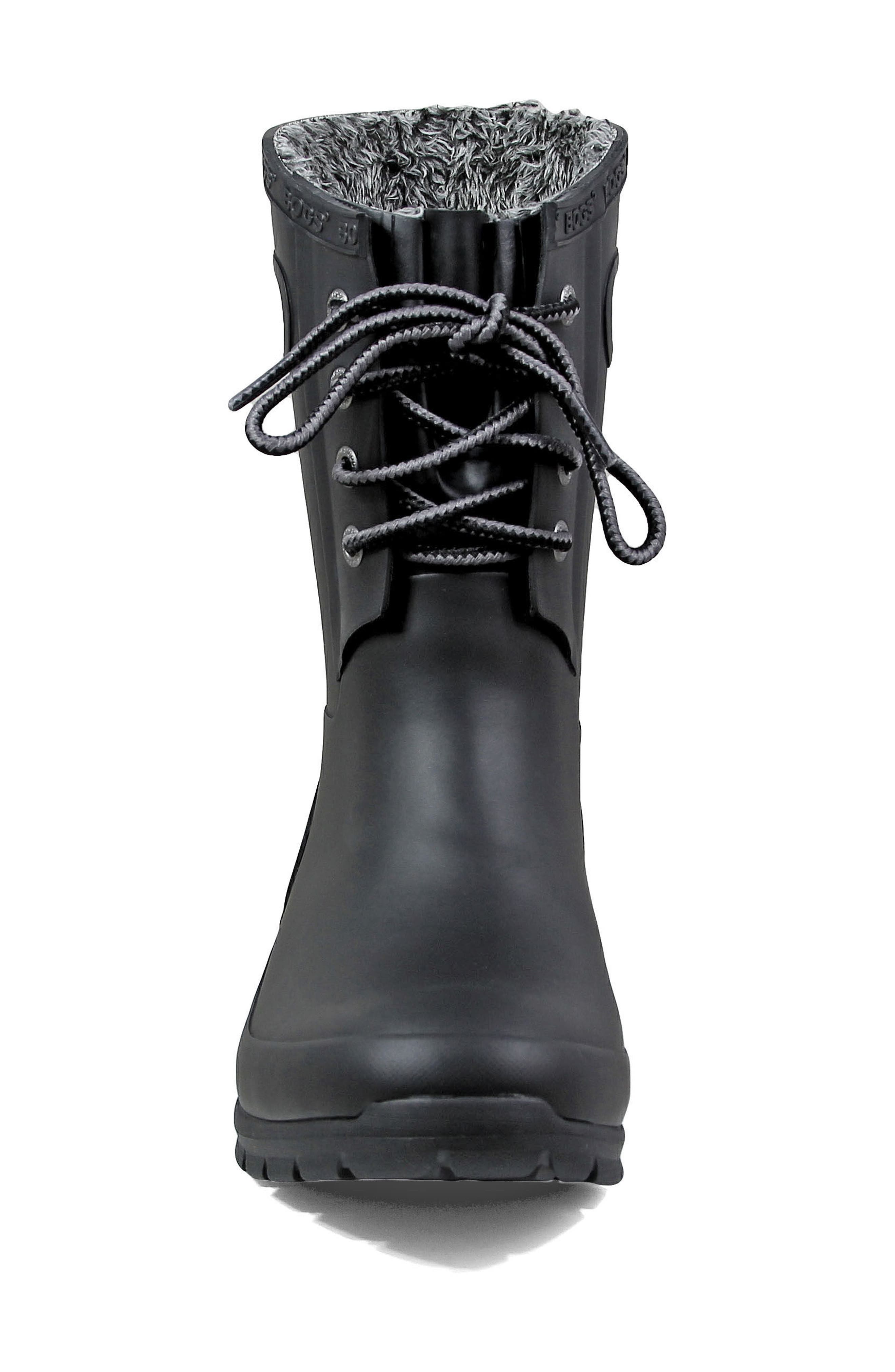 Amanda Plush Waterproof Rain Boot, Alternate, color, BLACK