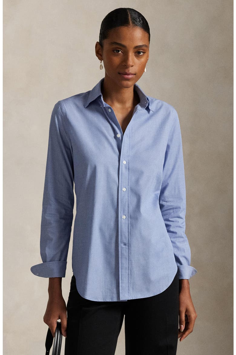 End-On-End Slim Fit Stretch Cotton Button-Down Shirt, Alternate, color, DARK ROYAL