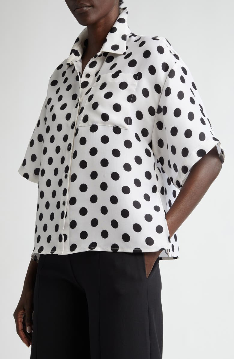 Carolina Herrera Polka Dot Silk Camp Shirt, Alternate, color, 