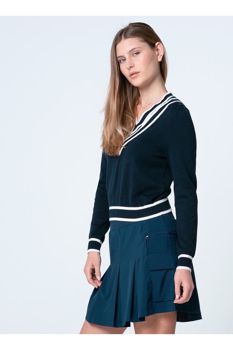 Victory V-Neck Sweater, Alternate, color, Navy